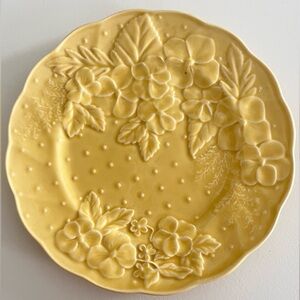Vintage Bordallo Pinhiero “Ingrid” Floral Embossed Yellow Salad Plate
